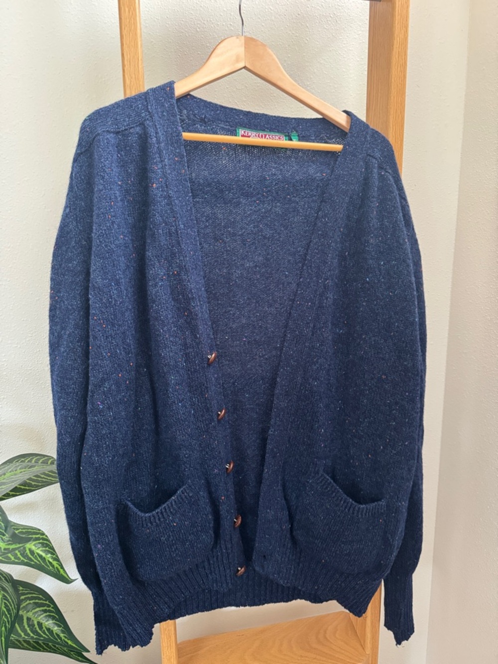 Kerry Classics Made in Ireland 100% Wool Navy Speckled Cardigan Sweater